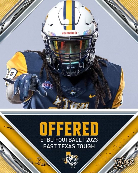 d2makeplays's tweet photo. #AGTG After An Amazing Conversation @Coach_MasonETBU.  I Am Blessed To Receive A Offer To @ETBU_Football #GoTigers 💙💛 @TramellWindham @Jtyler_04 @tk_woodson1 @DkSmittick @AyanruDaniel @Coach_MasonETBU @1s0_pat @ETBUCoachRu https://t.co/DYQ1kK1HIa