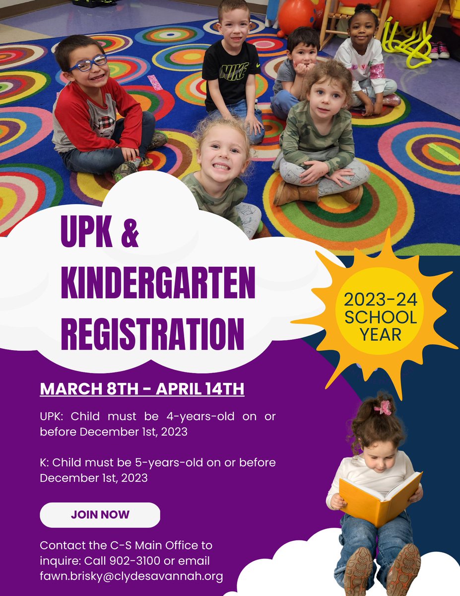 We're so excited to announce that our UPK and Kindergarten registration is underway for the 2023-24 school year!

Registration is happening now through April 24th. More details below: 

#CSrocks
#GoEagles
#EducateInspireEmpower