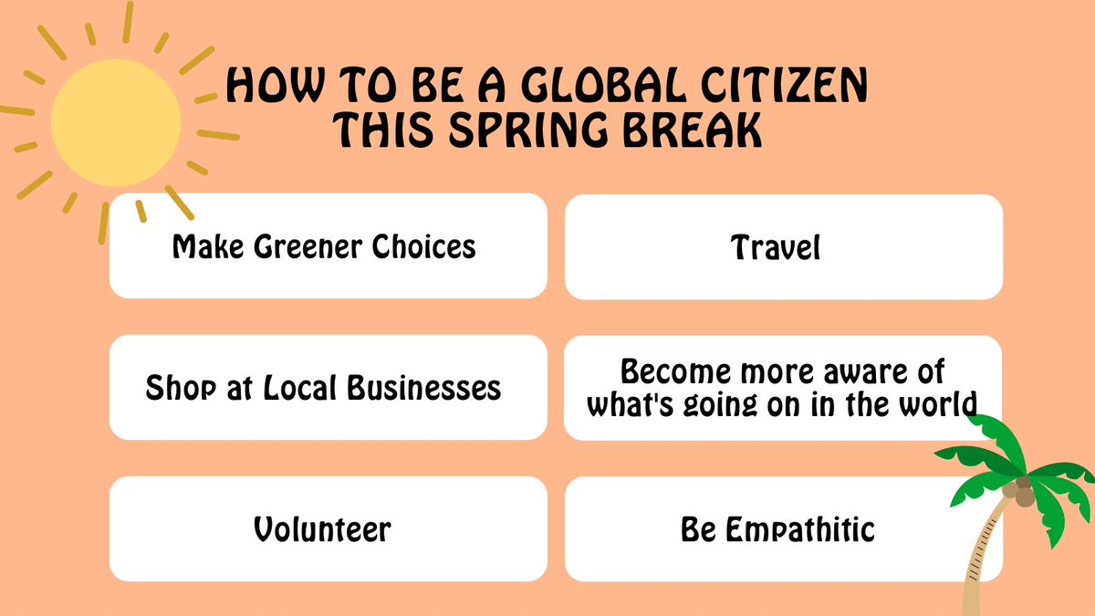 KCSPortraitGrad's tweet photo. Going on spring break? Learn about ways you can be a global citizen while traveling. Here’s some hints on how! #SpringBreak #GlobalCitizen 🏝☀️😎 https://t.co/kz5jJfjO49