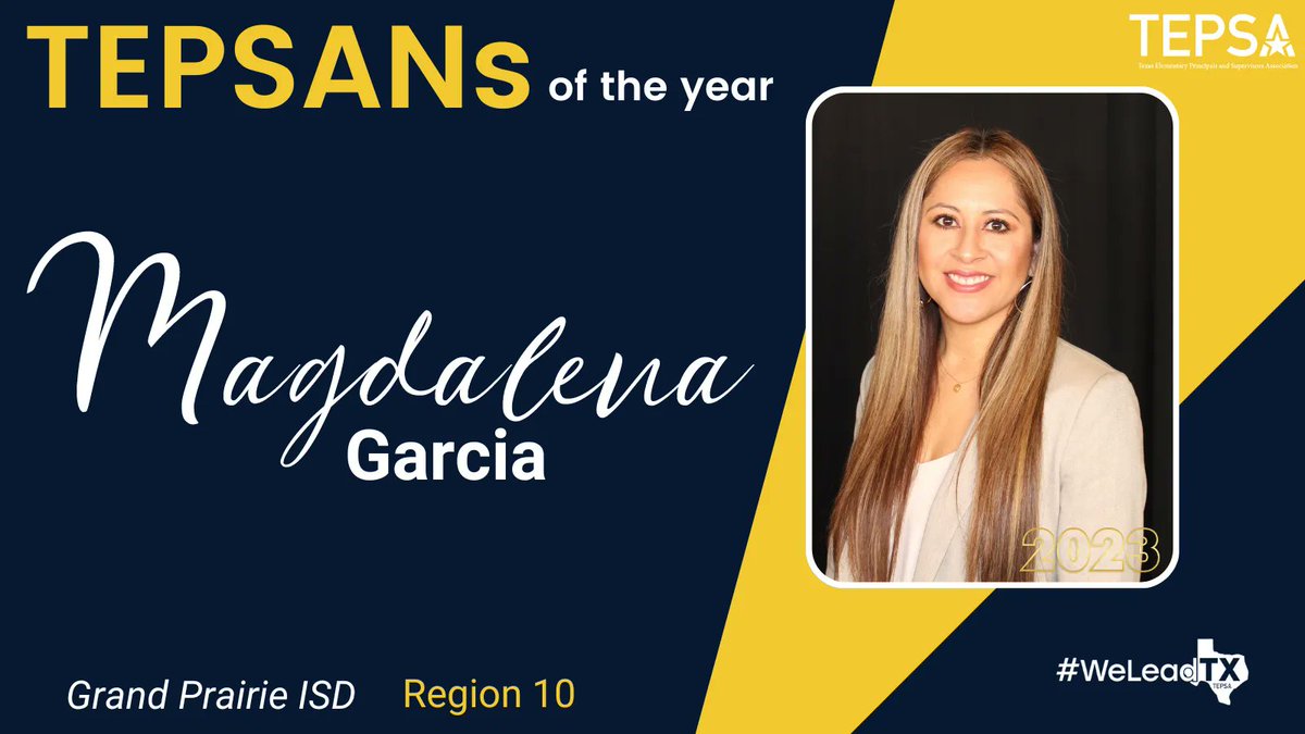 Congratulations to our Region 10 TEPSAN of the year, Magdalena Garcia, from <a href="/grandprairieisd/">Grand Prairie ISD</a> 

Check out all our TEPSAN winners here: bit.ly/3Fea3f9 

#WeLeadTX