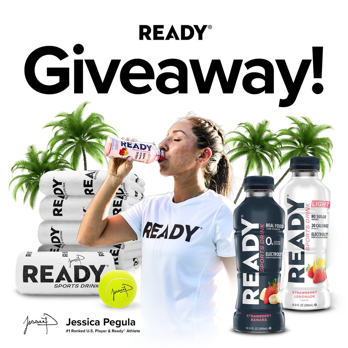 ready_nutrition's tweet photo. 🎉 MIAMI OPEN GIVEAWAY 🎉
 
In partnership with the @miamiopen we're giving away a Ready® x @JLPegula care package to one lucky winner!
 
🎾 Autographed Jess Pegula Tennis Ball
🎾 Autographed Jess Pegula Ready® Towel
💦 5 cases of Ready® Sports Drink
💦 5 cases of Ready® Sports Drink Light
 
How to enter to win:
1️⃣ FOLLOW @MiamiOpen 
2️⃣ FOLLOW @Ready_Nutrition
3️⃣ RETWEET this post
 
Winner will be chosen April 5th. Terms & Conditions apply - See https://t.co/gd7OJiDgn9