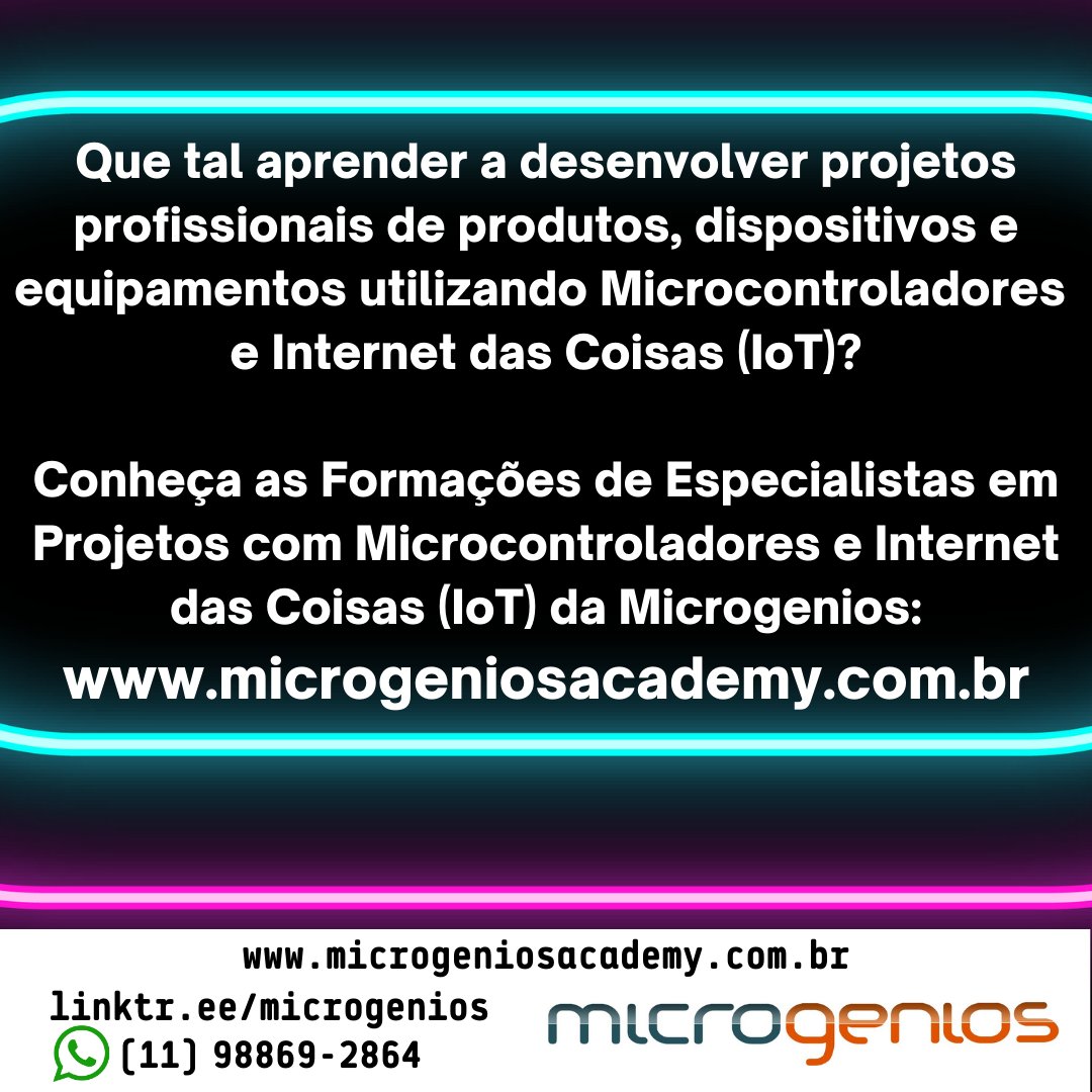 microgenios's tweet photo. Conheça um pouco mais sobre a #MicrogeniosAcademy , alguns de nossos números neste período de 1 ano.
#microgenios #IoT #microcontrolador #ESP32 #Arduino #RaspberryPi #PIC #AVR #ARM #MQTT #FreeRTOS #PCB #PCI #LinguagemC #Python #LoRa #Flowcode #KiCAD #ModBUS #EaglePCB https://t.co/nSN2L3H0Cf