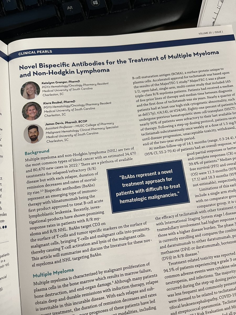 You may see some familiar faces in the newest HOPA News issue 🤩 Excited to provide an overview on some new and upcoming agents in myeloma and NHL! <a href="/KieraPharmd/">Kiera Roubal, PharmD, BCOP</a> <a href="/thisisJamesD/">James Davis, PharmD, BCOP</a> <a href="/HOPArx/">HOPARX</a>