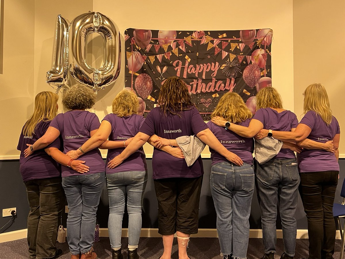 mwc_innsworth's tweet photo. Happy 10th birthday to us! 🎂

We had a fantastic time last night celebrating our 10th birthday! A quiz, some amazing food, karaoke and the most beautiful and delicious cake created by our very own Alison! 
💜🎶💜🎶
#StrongerTogether #SingShareSupport https://t.co/3dgDejseCI