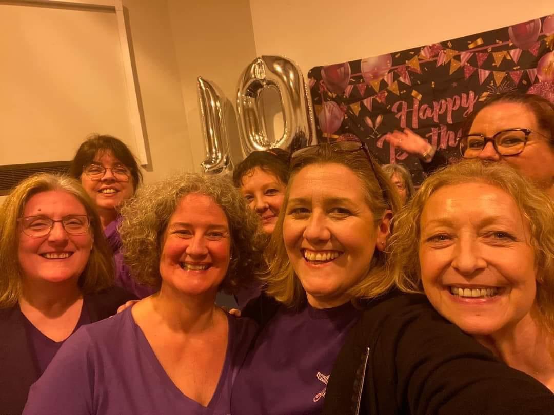 mwc_innsworth's tweet photo. Happy 10th birthday to us! 🎂

We had a fantastic time last night celebrating our 10th birthday! A quiz, some amazing food, karaoke and the most beautiful and delicious cake created by our very own Alison! 
💜🎶💜🎶
#StrongerTogether #SingShareSupport https://t.co/3dgDejseCI