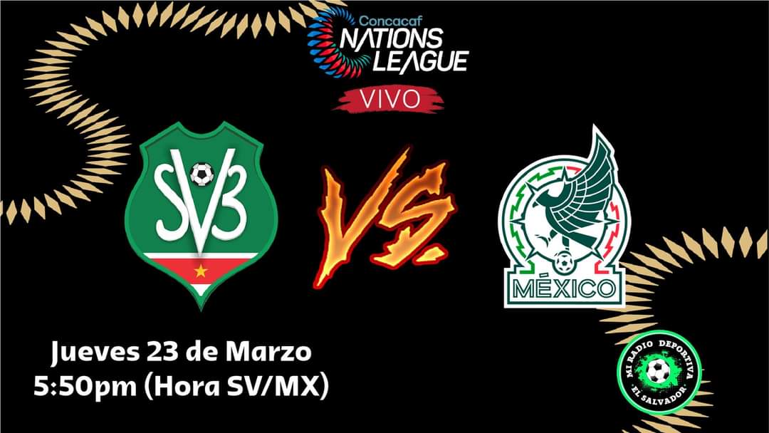 MRDeportivaES's tweet photo. #concacafnationsleague

🔴EN VIVO | Surinam VS México - Concacaf Nations League - Grupo A / Liga A
🗓️Jueves 23 de Marzo
⌚5:50pm (Hora de El Salvador / México)
🏟️Flora Stadium
📱💻Por Mi Radio Deportiva El Salvador
#CNLxMRDES https://t.co/jwrrJVj6xc