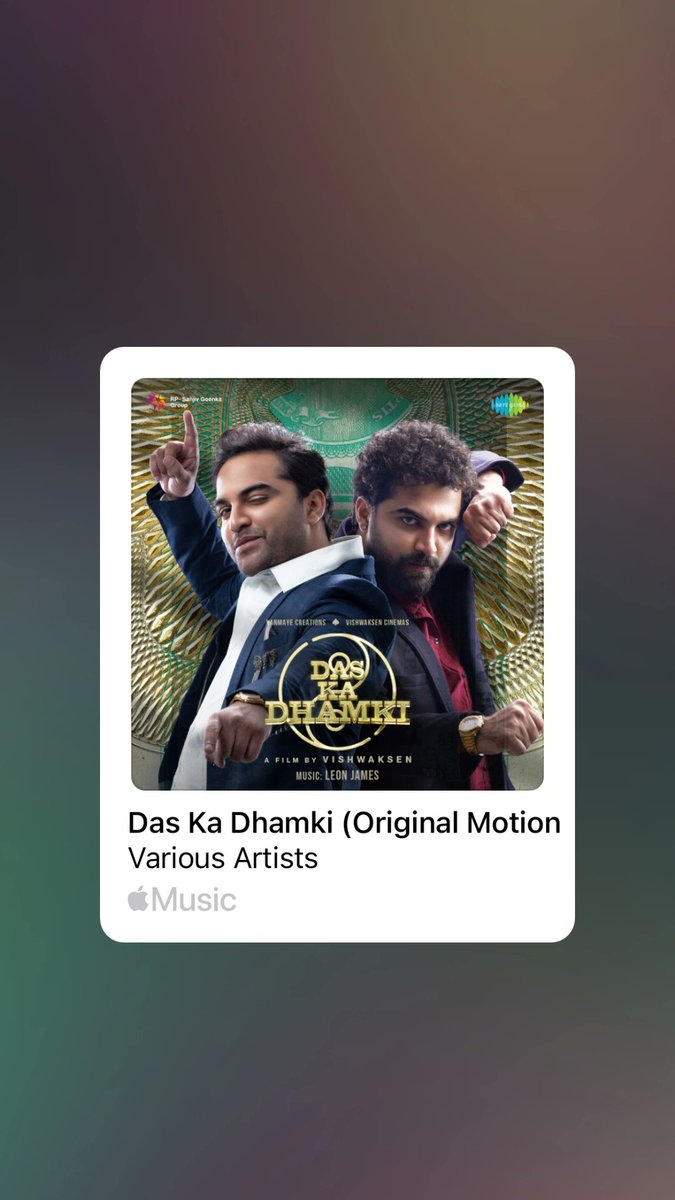 #DasKaDhamki Original Soundtrack @AppleMusic @saregamasouth 

@leonjames musical 🎹

@Nivetha_Tweets @VishwakSenActor @VanmayeCreation @VishwakSenCinemas