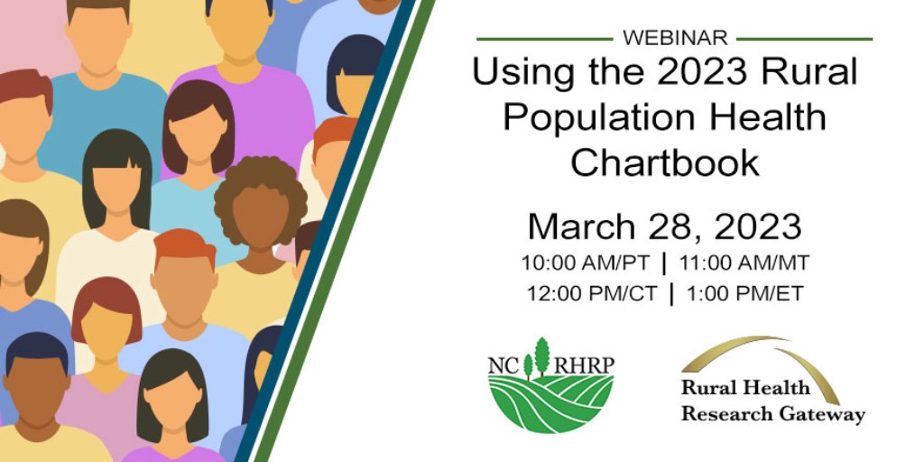 Rural Health Research Gateway (@rhrgateway) on Twitter photo NEXT WEEK: The 2023 Rural Population Health Chartbook includes 33 measures of #populationhealth, presented across more than 200 charts. Learn how your organization can best use this information during our upcoming webinar with <a href="/NCrural/">NC Rural Health</a>.
Register: ow.ly/cJkS50NgVSn NEXT WEEK: The 2023 Rural Population Health Chartbook includes 33 measures of #populationhealth, presented across more than 200 charts. Learn how your organization can best use this information during our upcoming webinar with <a href="/NCrural/">NC Rural Health</a>.
Register: ow.ly/cJkS50NgVSn