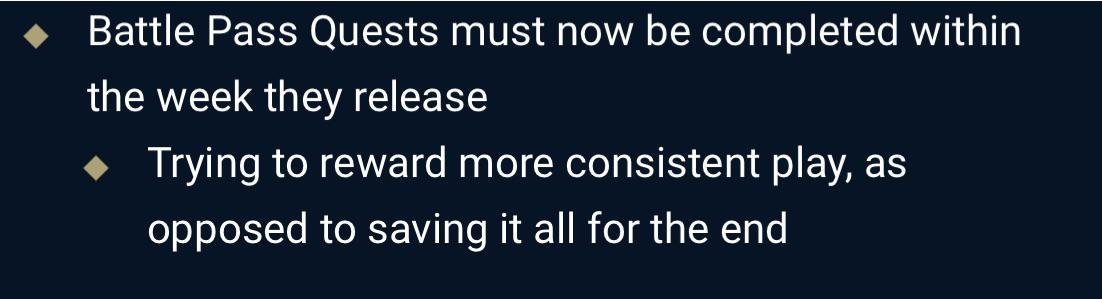 TheLokiDad's tweet photo. I really hope this change is reverted.

I get it, y'all want engagement. But this change completely KILLS casuals players who have limited time to complete quests.

Not everyone has time to play every day/week, and they should not be punished for that. https://t.co/V5BB4kfX2f