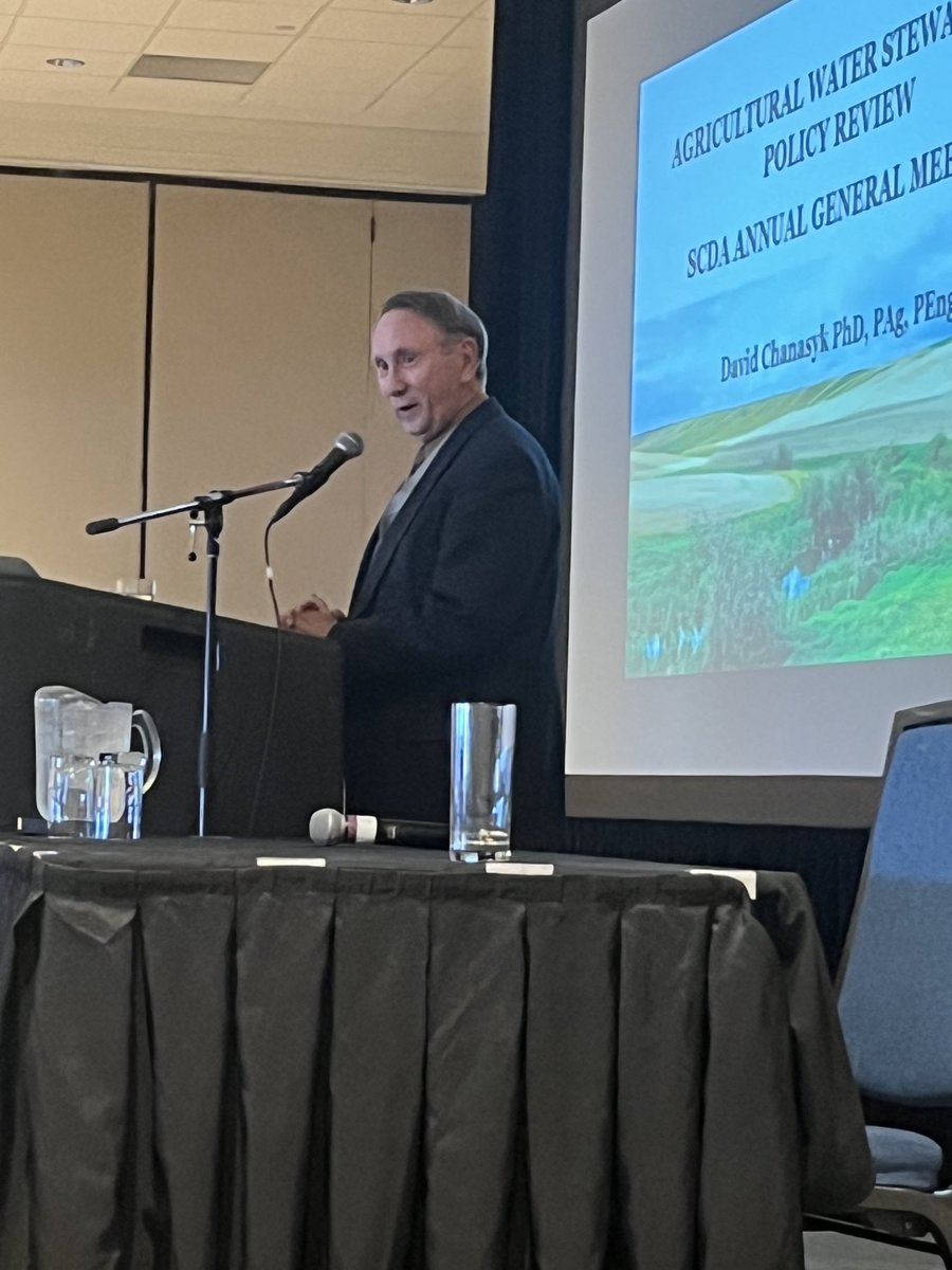 SCDA52218387's tweet photo. SCDA AGM 2023. Dr. David Chanasyk. AG Water Stewardship work with SCDA https://t.co/XzUZxmSRla