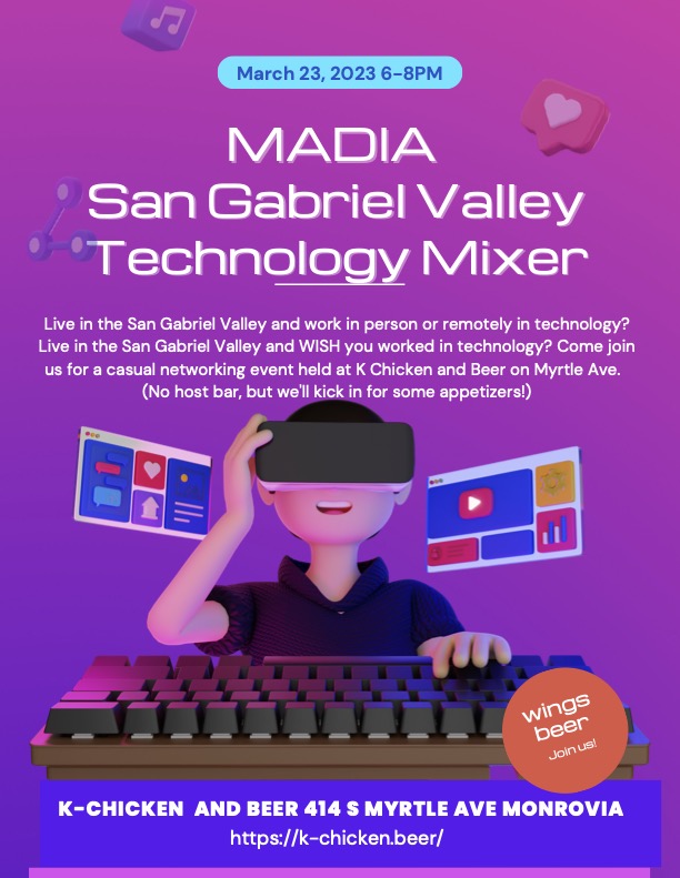Hey all you San Gabriel Valley Tech Folks.  Mixer/Meetup tonight at K-Chicken and Beer!