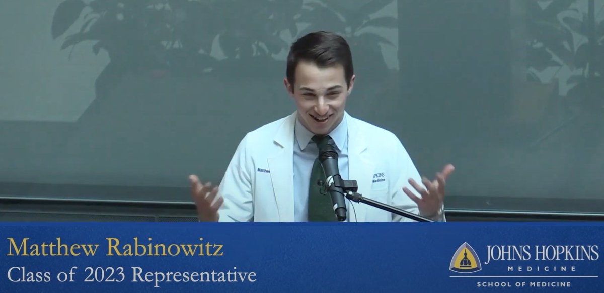 Matthew Rabinowitz, MD (@mj_rabinowitz) on Twitter photo There has been no greater honor and responsibility in my time as a medical student than last Friday, when I was asked by my peers to deliver an address on behalf of the <a href="/HopkinsMedicine/">Johns Hopkins Medicine</a> Class of 2023 at National Match Day. Catch the full speech here: youtu.be/ZIgkwP2LiiY?t=… There has been no greater honor and responsibility in my time as a medical student than last Friday, when I was asked by my peers to deliver an address on behalf of the <a href="/HopkinsMedicine/">Johns Hopkins Medicine</a> Class of 2023 at National Match Day. Catch the full speech here: youtu.be/ZIgkwP2LiiY?t=…