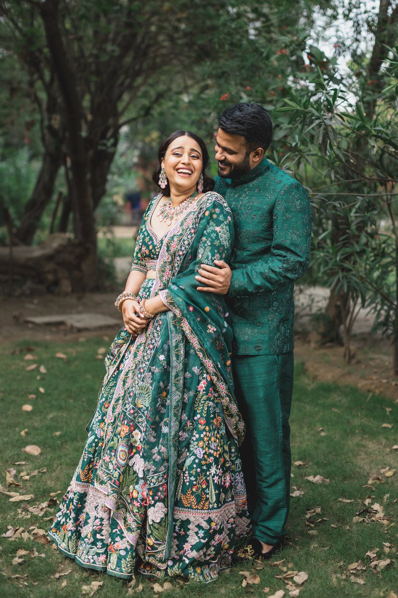 ReallySwara's tweet photo. Wore my face #RahulMishra for the Sangeet! 
Felt like a Queen in green.. 💚✨
#SwaadAnusaar https://t.co/32YjAREvh1