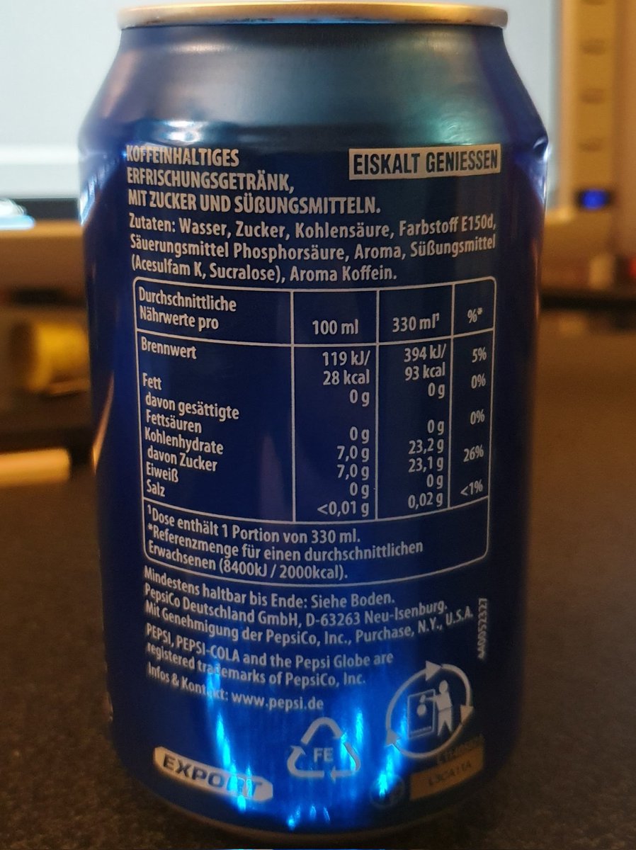 @hope_rebel94 I can tell you that the German(?) version has Acesulfam K and Sucralose in it, because one for export has turned up with my burger tonight!