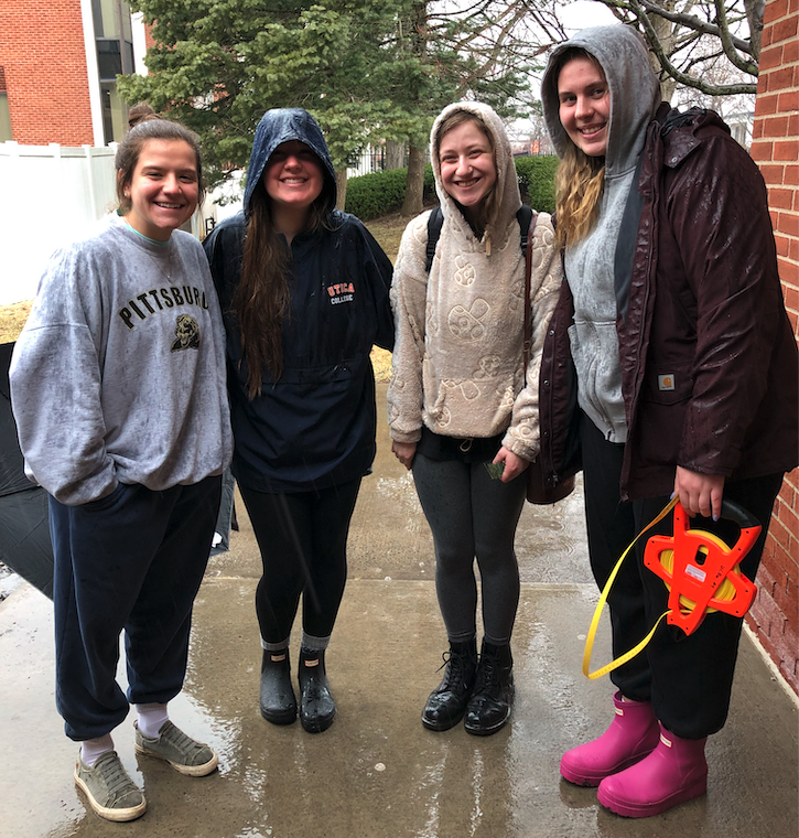 BIO325 Botany students braving the rainy weather to do some #research! They're collecting data on our campus #trees.

Their research question: Do we have more nonnative trees growing on campus than we did in 1996? 

We can't wait to see what they find out!
<a href="/uticauniversity/">Utica University</a>