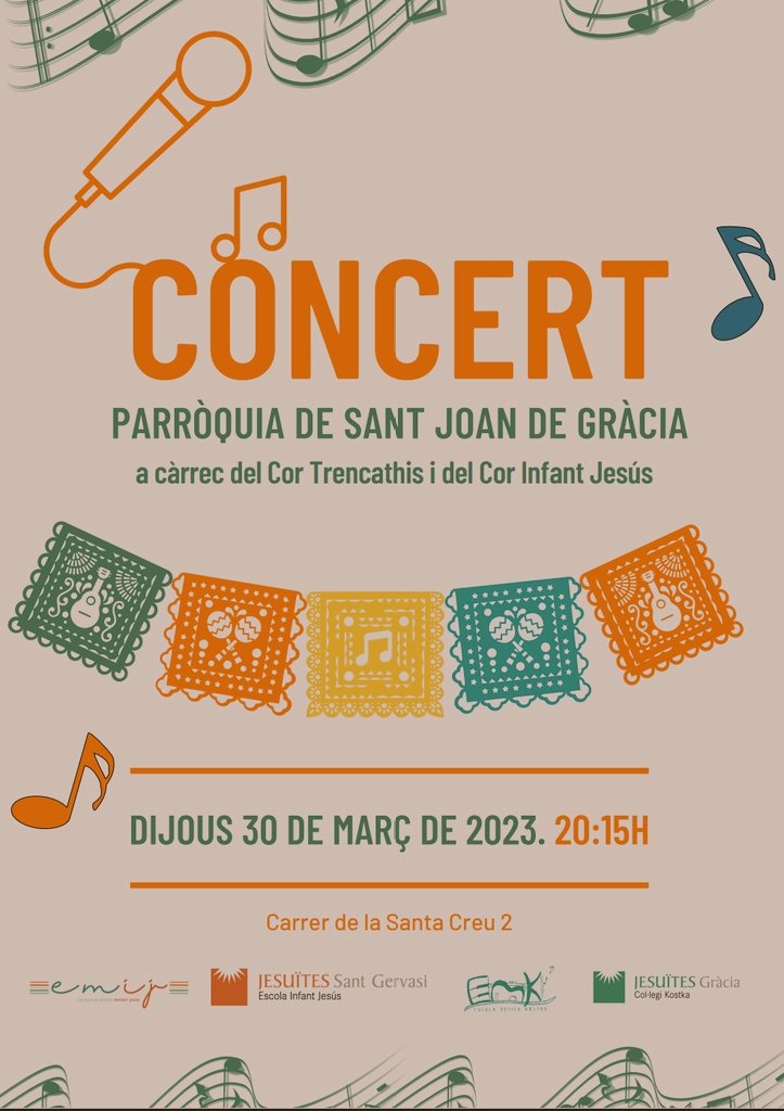 Repertori a punt! El Cor Trencathis de #JEGracia i el Cor Infant Jesús de #JEStGervasi us esperem el proper dijous a les 20:15 a la parròquia de Sant Joan de Gràcia per compartir una estona de música i molt de ritme!