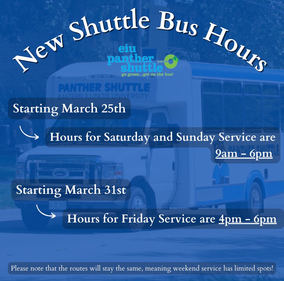 ANNOUNCING NEW SHUTTLE HOURS! 

Starting this weekend, the Shuttle will extend its hours on Saturday and Sunday to be 9am to 6pm. Look back at our page to see the route for this, since it is more limited than the weekday one.  

Next week, Friday hours get modified to 4pm-6pm.