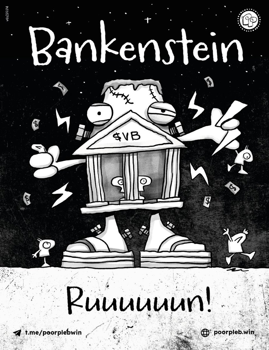 poorplebwin's tweet photo. 🏃♀️ Ruuuuuun for your life!
🪙 Bankenstein is on the loose
✊Grab your assets
👀Don't look back
#poorpleb #PP #meme #memecoin #funny #cartoon #CartoonArt #crypto #Bankenstein #runonthebanks #SillyConValley #SVB https://t.co/89JGvyUEoM