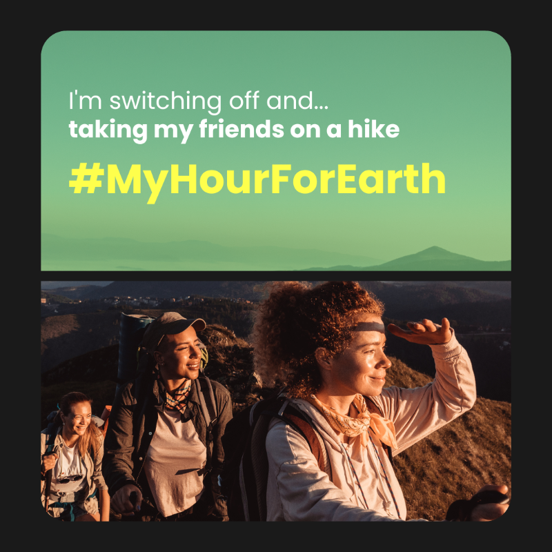 WWF's tweet photo. #EarthHour is officially in full swing. Use the #MyHourForEarth hashtag to let us know how you're spending your hour. Do something - anything - positive for our one home and let's create the #BiggestHourForEarth together  🙌

Need ideas? Visit https://t.co/zzBBAVZGBE