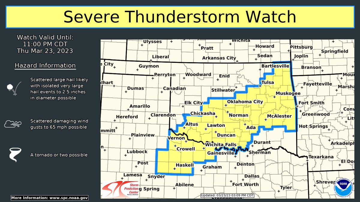 SevereStudios on Twitter "RT NWSSPC 3/23 330pm CDT A Severe Thunderstorm Watch is in effect