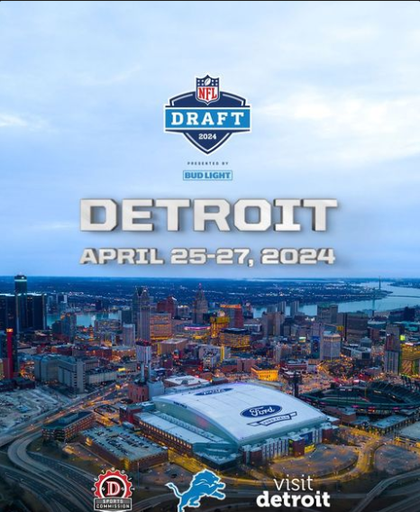 Legionarios_NFL's tweet photo. El #Draft de la #NFL 2024 tendrá lugar del 25 al 27 de abril en #Detroit 

Claude Molinari, presidente y director ejecutivo de Visit Detroit dice que:  "Los fanáticos locales y de todo el país podrán marcar sus calendarios y planificar su visita"

#NFLDraft2024 #LegionNFL https://t.co/iGgtEo5j58