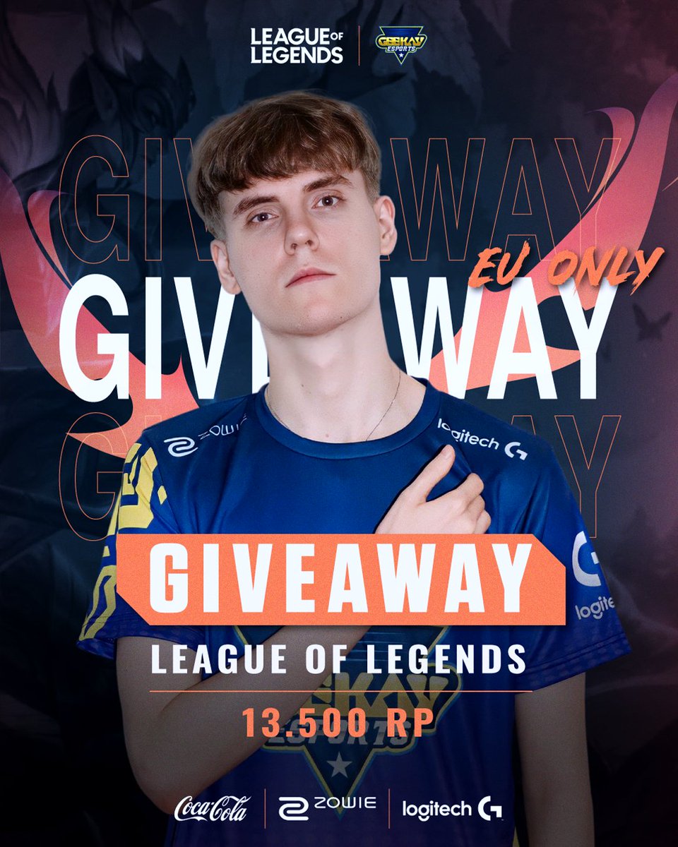 SatoriusLOL's tweet image. 13500 RP (100€ of RP) CODE GIVEAWAY

TO ENTER:

- Follow
@Geekay_Esports

@SatoriusLOL

- Like &amp;amp; Retweet only!

🔴Winner announced on 27 March 

#GK_FTW #LeagueOfLegends