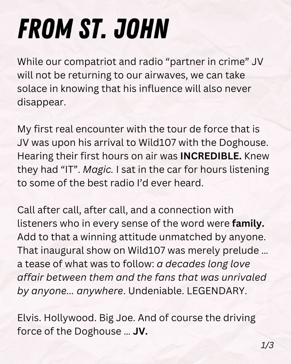 997now's tweet photo. We truly can’t put into words the amount of heartbreak we &amp; the #BayArea are experiencing right now. Sending our love to the entire Radio family &amp; to JV’s close circle. 

🎧 Listen at 4:10pm for @STJOHNSOFIERCE's tribute. Call us &amp; Text us: 888.456.9970. Let’s celebrate JV🕊🤍 https://t.co/6Xvo85AAXJ