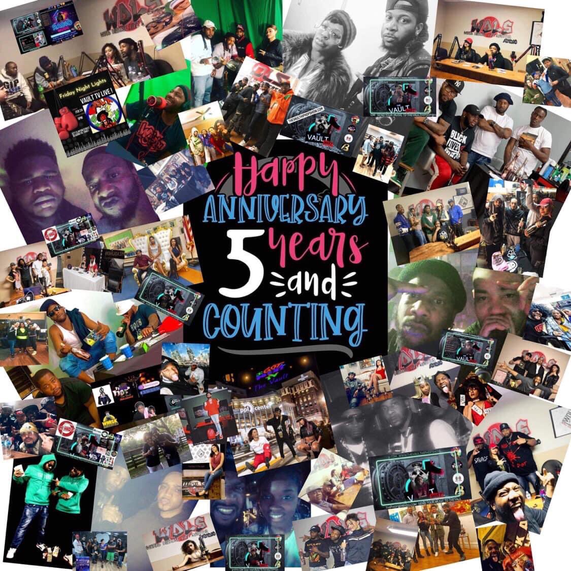 07gees's tweet photo. HAPPY 5TH YEART ANNIVERSARY THE VAULT HIP HOP SHOW!! 🎊🎁🎉🎈🏆🍾👑 https://t.co/1WVP449EPK