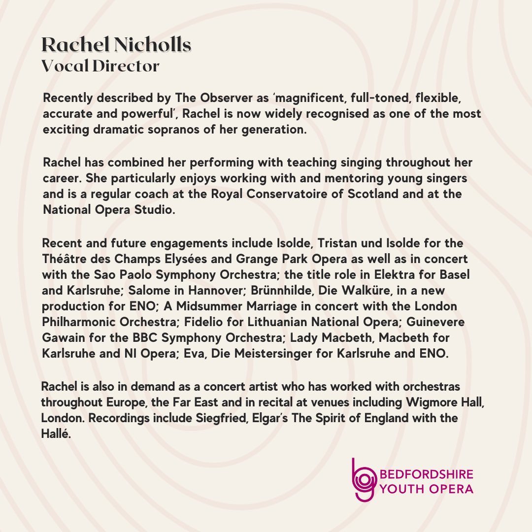 Introducing our Vocal Director, Rachel Nicholls.

Sign up for our audition weekend here: linktr.ee/bedfordshireyo…

Auditions will take place Saturday 1st &amp; Sunday 2nd April at Parklea School, Luton, LU3 3JU
