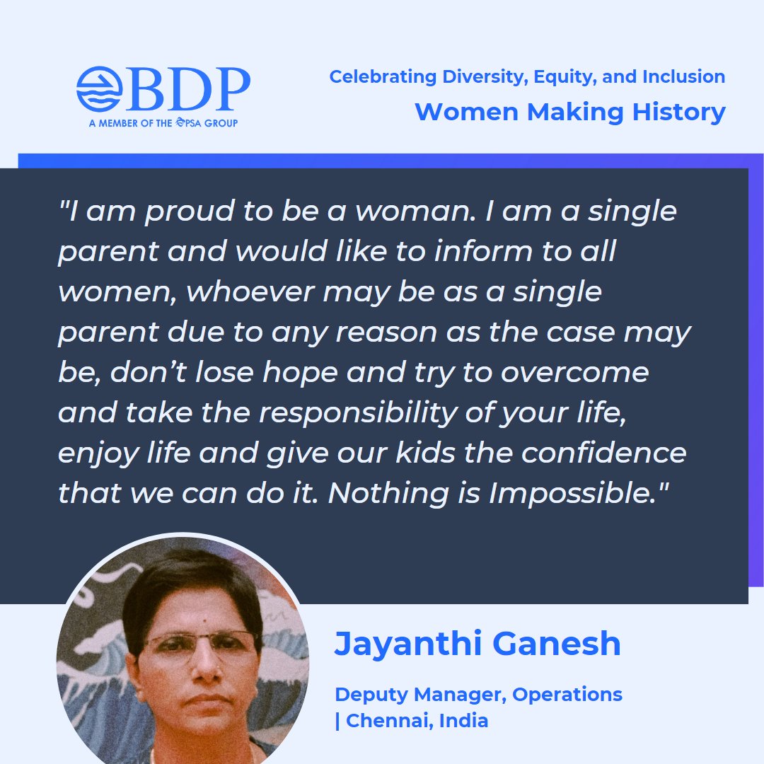 We're spotlighting female leaders making history at BDP in honor of Women's History Month. Jayanthi shared this piece of advice for her women colleagues 👩‍🦱
