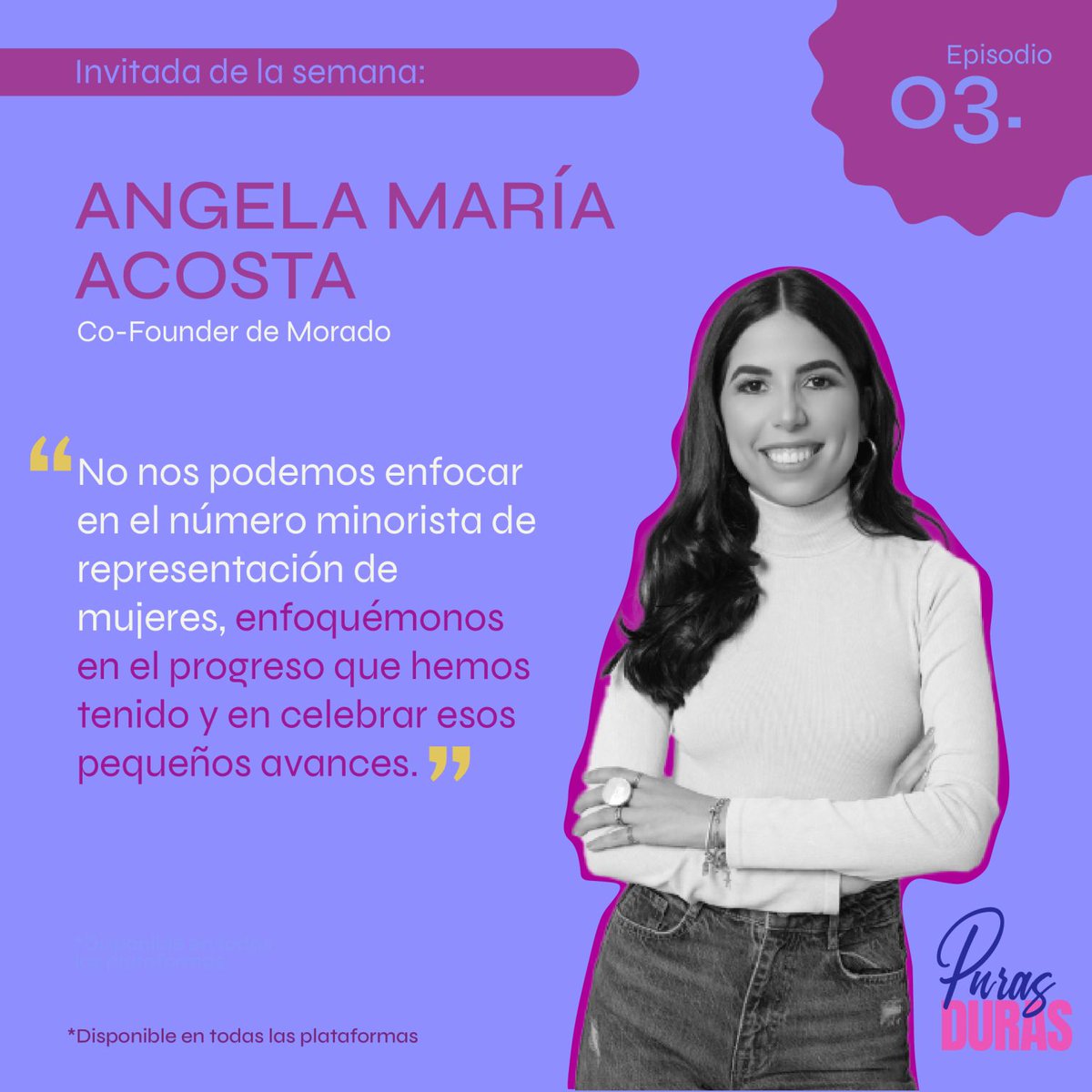 “No nos podemos enfocar en el número minorista de representación de mujeres, enfoquémonos en el progreso que hemos tenido y en celebrar esos pequeños avances. ” Escucha el mas reciente episodio del podcast Puras Duras desde cualquier plataforma aquí: lnkd.in/gKHyYQ5Q 💜