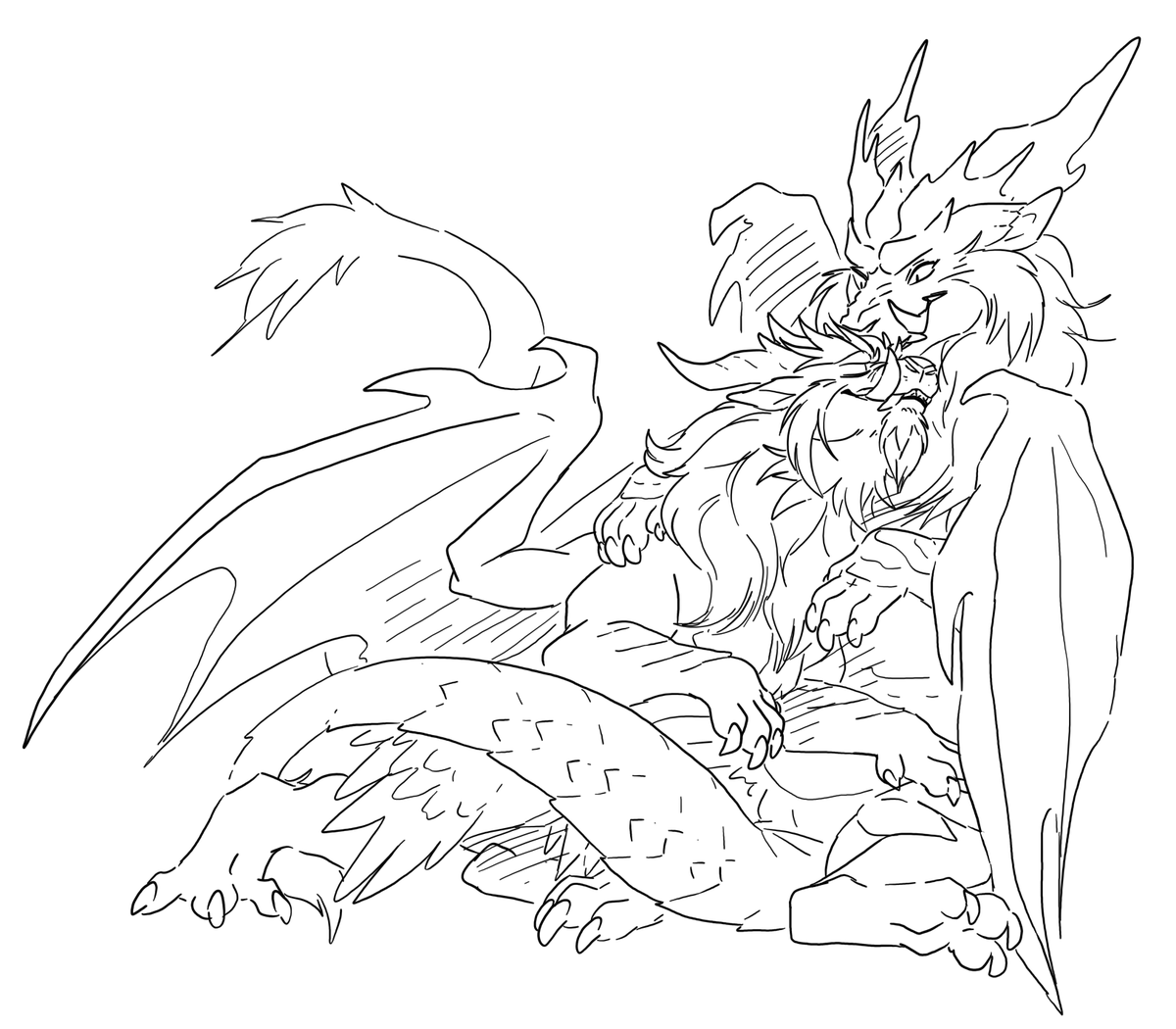 maimNSFW's tweet photo. putting this here because my main is super SFW.
it's not actually risque, but the lineart is rough enough that someone might mistake it for more than cuddling? https://t.co/vTNW0MKZ7D