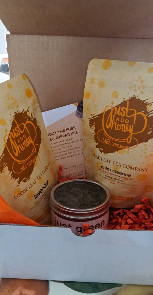 <a href="/justaddhoney/">just add honey tea company</a> Oh how I love their packaging. 📦🧡☺️🍵