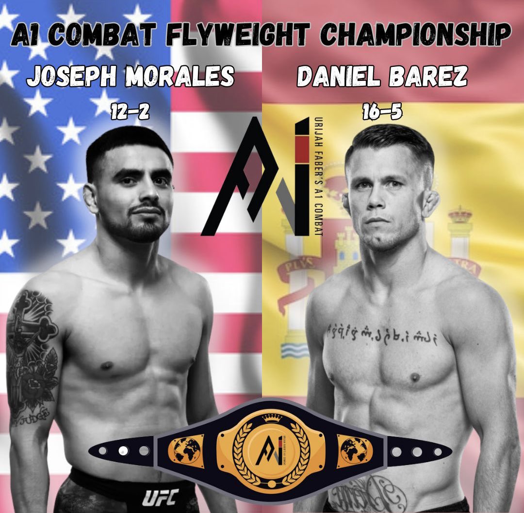 spanish_mma's tweet photo. Dani Barez (16-5) estará peleando por el cinturón flyweight de la promotora de Urijah Faber: A1 Combat, frente al actual campeón Joseph Morales (12-2) en California, el próximo 27 de mayo.
@DanielBarez
@A1combat
#danibarez #danielbarez #a1combat #mma #california #ufcfightpass https://t.co/K9QliMqDgK