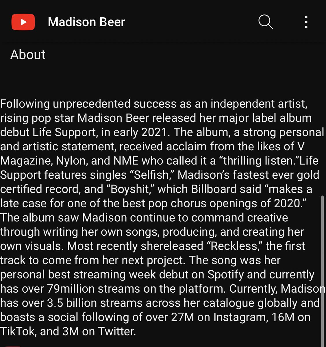 Madison Beer Updated tweet media