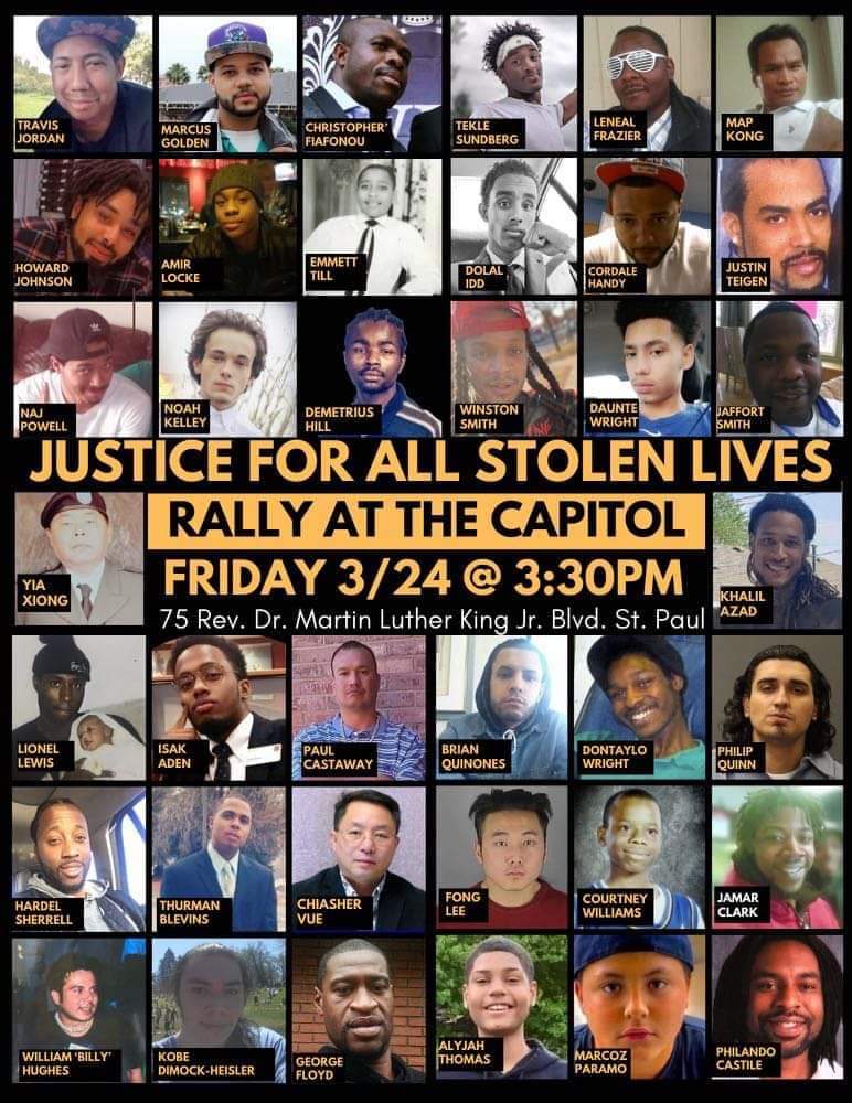 Come out and stand with impacted families in #Minnesota! ✊🏽✊🏻
#JusticeForAllStolenLives!🙏🏽