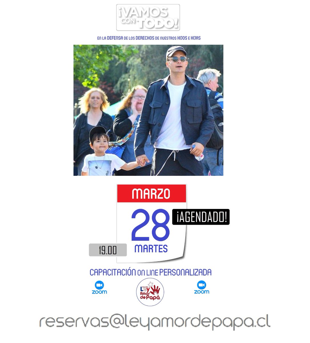 AmordePapa's tweet photo. ¿QUIERE caminar orgulloso de la mano de su hijo como el SÚPER @AmordePapade la fotografía?

¿HASTA CUÁNDO ESPERARÁ PARA DEFENDER LOS DERECHOS DE SUS HIJOS?

INFÓRMESE e INSCRÍBASE escribiendo a reservas@leyamordepapa.cl

¡TODO POR EL INMENSO AMOR QUE SENTIMOS POR NUESTROS HIJOS! https://t.co/wDcLgrj5wV