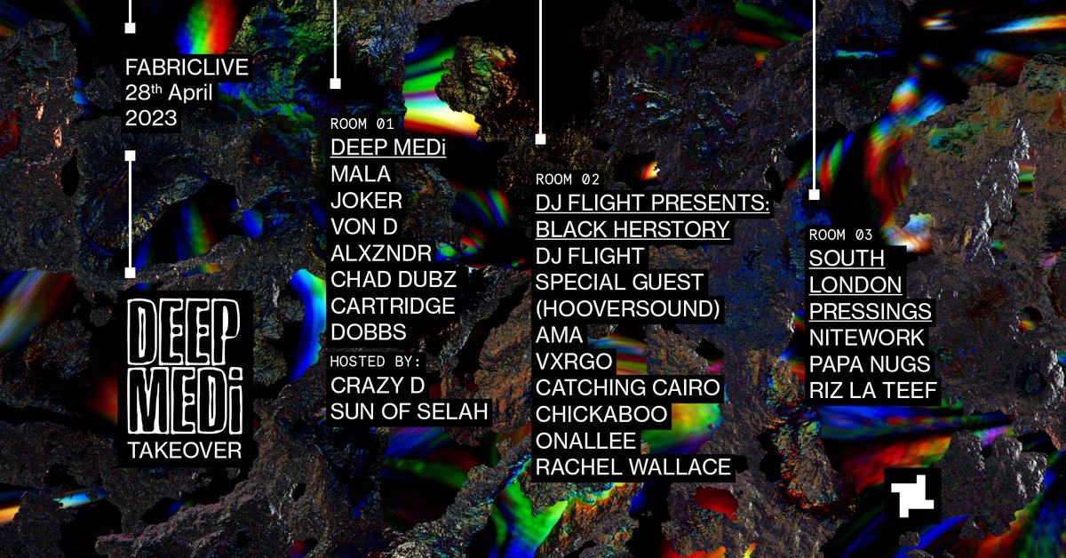 very honoured to curate a lineup for @deepmedimusik’s @fabriclondon takeover, 28th April. @DJFlight Presents: Black Herstory 🖤 Special Guest @hooversoundrecs AMA VXRGO @catchingcairo @mcchickaboo @Onallee @rach235wall Tix ra.co/events/1657920 Info instagram.com/p/CqJHl_IoAxW/…