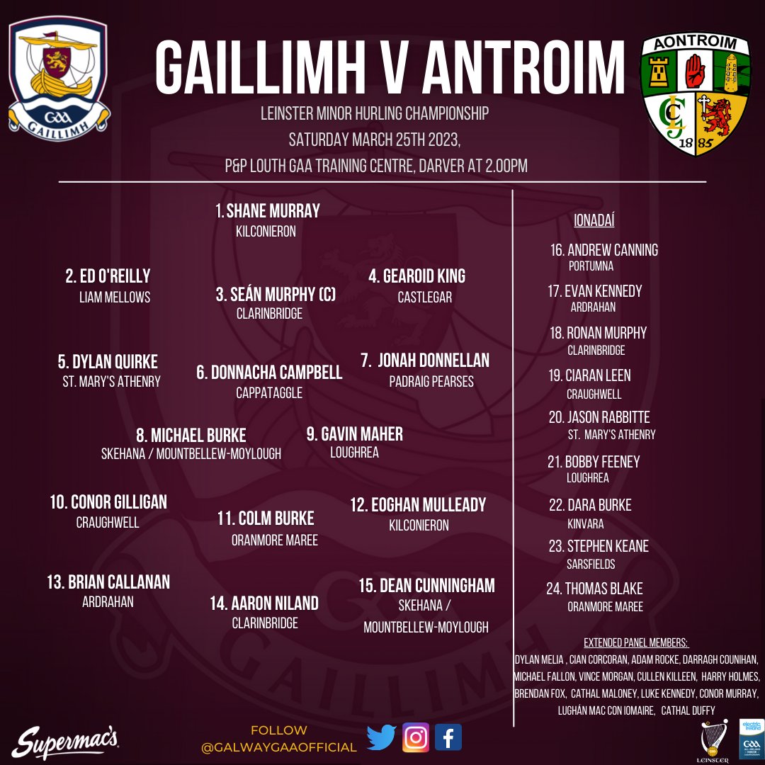 Galway GAA on Twitter "🔉TEAM NEWS🔉 Fergal Healy & Management have named the Galway team for the