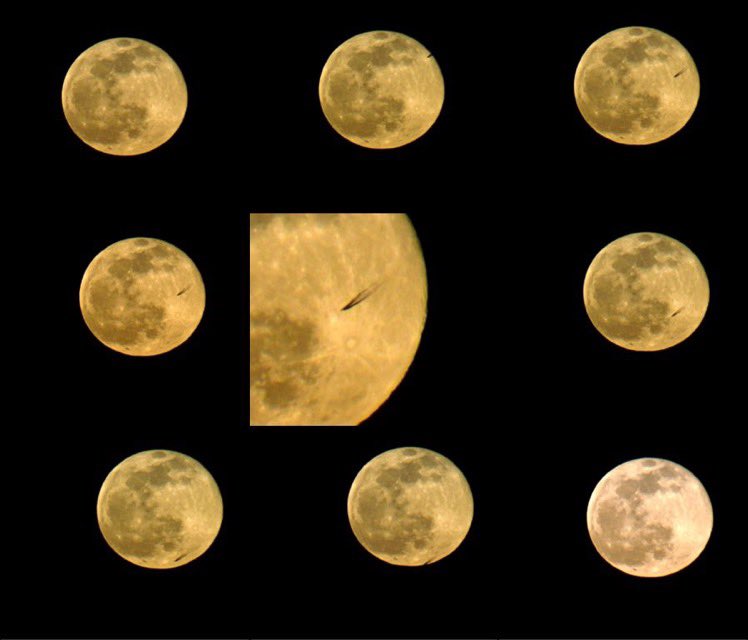 DanG13's tweet image. Need help identifying space object. I took some shots of the moon above the horizon the other night. I noticed something in the upper right corner - thinking it was a branch. Then I saw it moving. #moon #unknownobject