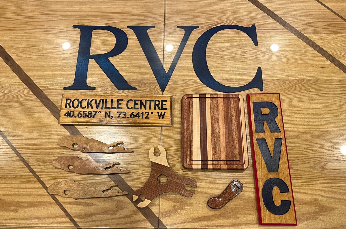 Look at all the one-of-a-kind items the SSHS Wood Design students made for The Rockville Centre Education Foundation Gala raffle baskets! Are you going to meet us at the gala tonight?! Learn more at rvcedfoundation.org/gala #GameOnRVC #LikeACyclone