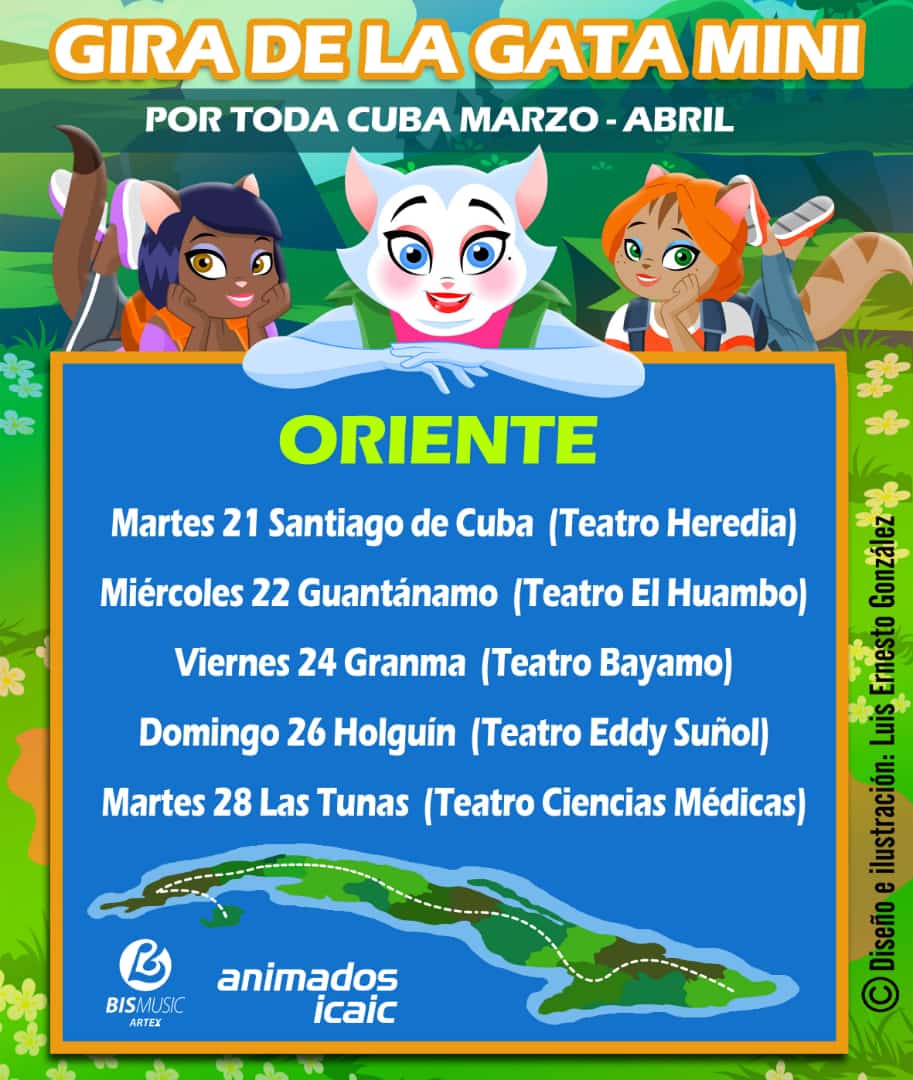 ArtexGranma's tweet photo. Artex Granma apoya gira nacional "Una mejor juventud", cita musical que une a Buena Fe, Karamba, el dúo Iris y el proyecto La fiesta de la gata Mini, de Annie Garcés, con los jóvenes y el pueblo en las grandes plazas y teatros del país. Viernes 24, en Bayamo. #SomosArtexCuba https://t.co/aUL6P05Yr7