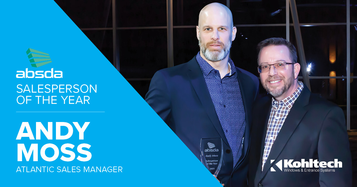 kohltech's tweet photo. Congratulations to Atlantic Sales Manager, Andy Moss on his recent win of Salesperson of the Year. Andy received the award at the @absdadealers Expo Gala in Halifax, on March 8th.
#Kohltech #KohltechWindowsandDoors #ABSDAExpo https://t.co/I0kuMadgQC