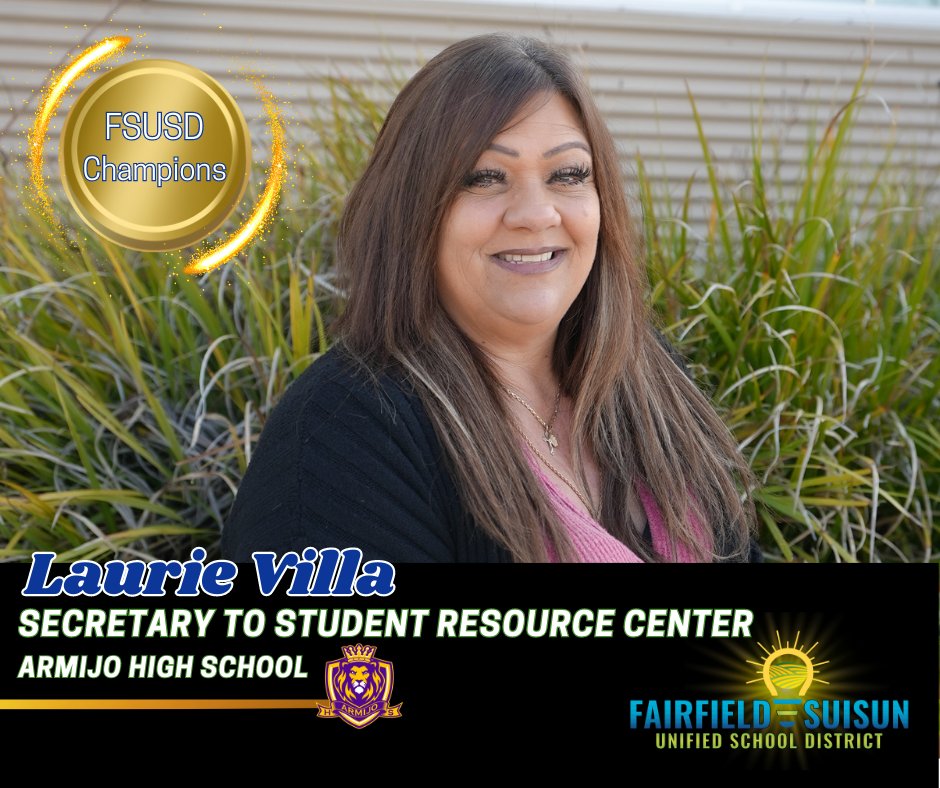 FSUSD is back with another special recognition. A big shoutout goes to Laurie Villa, Secretary at @Armijo, who continuously shows acts of kindness, strength, and leadership. Laurie, thank you so much for being an FSUSD champion daily!