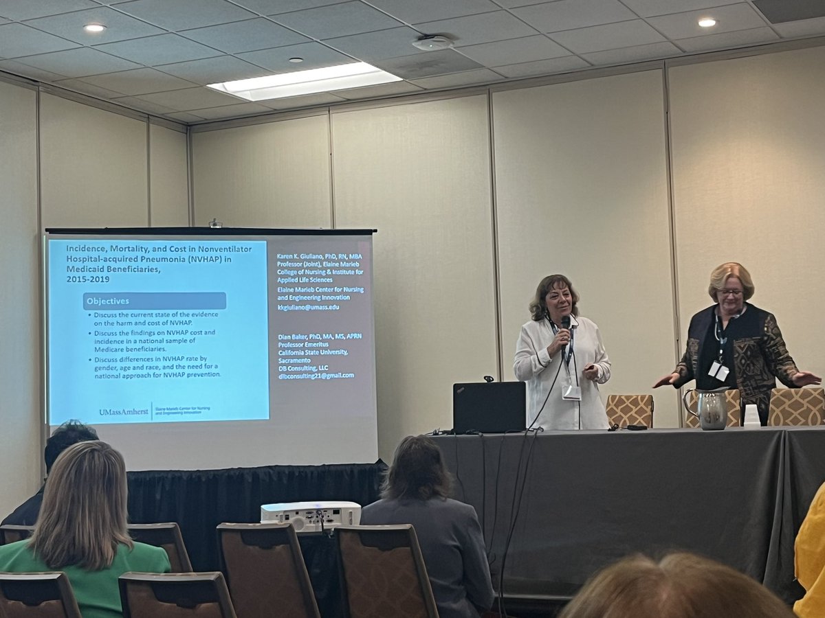 Emily Holland (@emilyh4929) on Twitter photo Dynamic duo Karen K. Giullianio from <a href="/ElaineUmass/">UMass Amherst Elaine Marieb College of Nursing</a> and Dian Baker from California State University, Sacramento presenting critical research about incidence, mortality, and cost of non-ventilator hospital-acquired pneumonia in Medicaid Beneficiaries! 🫁🦠 #ENRS2023 <a href="/ENRS_Science/">ENRS</a> Dynamic duo Karen K. Giullianio from <a href="/ElaineUmass/">UMass Amherst Elaine Marieb College of Nursing</a> and Dian Baker from California State University, Sacramento presenting critical research about incidence, mortality, and cost of non-ventilator hospital-acquired pneumonia in Medicaid Beneficiaries! 🫁🦠 #ENRS2023 <a href="/ENRS_Science/">ENRS</a>