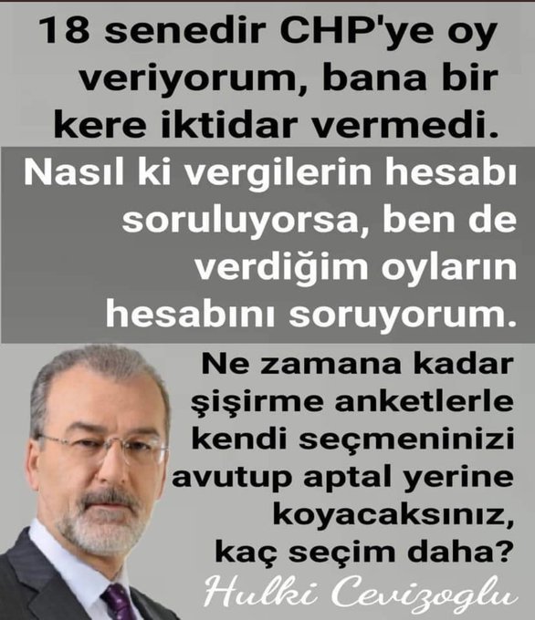 #SONDAKİKA 

Eğer Erdoğan düşerse!
Şuraya not bırakıyorum. Türkiye yüzyıl geriye gider diyen vatanperver Hulki Cevizoğlu Ak Partiden Milletvekili aday adayı olmuş... Aklın yolu birdir 👏🇹🇷

#DevletimizVarOlsun
#Survivor #sahur #Ramazan