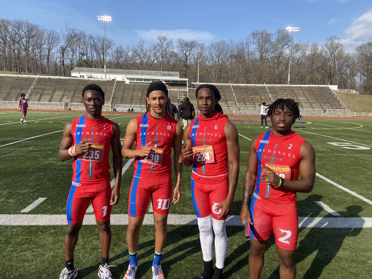 1st Track Team. 1st Track meet in school history and a 4x100 1st place. <a href="/ShawnTurnerJr/">Shawn Turner Jr</a> <a href="/DonteJohnson05/">Donte Johnson</a> <a href="/AsaadJr/">Asaad “BJ” Brown II</a> <a href="/_CalebDavis__/">CALEB DAVIS</a> lit it up. <a href="/THE_CoachDJ/">Coach D.J. Reynolds Palmer</a> got them ready in 3 days. Let’s work <a href="/Fitbyky/">Kyaer Lee</a> <a href="/WarriorCoachBr1/">@Warrior_Coach_Brown</a> <a href="/saintmichaelhs/">Saint Michael the Archangel Catholic High School</a>