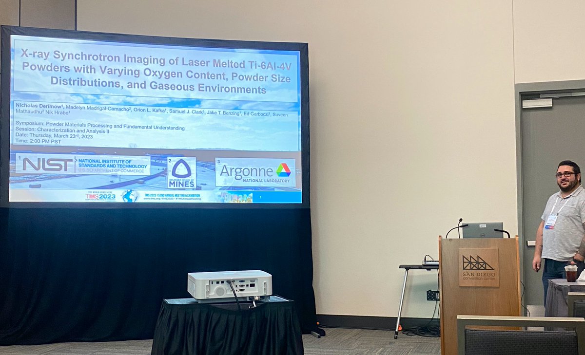 Cheers to another excellent presentation by <a href="/NIST/">National Institute of Standards and Technology</a> scientist Dr. Nick Derimow on #AdditiveManufacturing of metals and #Standards for the industry at the #TMSAnnualMeeting 👏