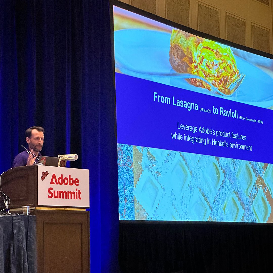 NetcentricHQ's tweet photo. The search for the next @Adobe AEM Rockstar is in full swing! 🌟

@AndreasHaller85 is presenting his impressive project on stage.

Stay tuned to find out who the winner is, and join us in wishing him the best of luck!

#Adobe #AdobeSummit #Event #CustomerExperience https://t.co/eRyHXY8pxd