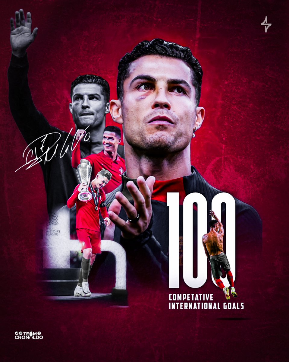 TeamCRonaldo's tweet photo. 🚨 OFFICIAL

Cristiano Ronaldo becomes the first player to score 100 competitive international goal. 🐐🇵🇹 https://t.co/V3IQfoN9s6